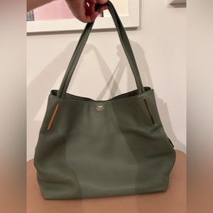 Vince Camuto pebble leather tote handbag with metal detail